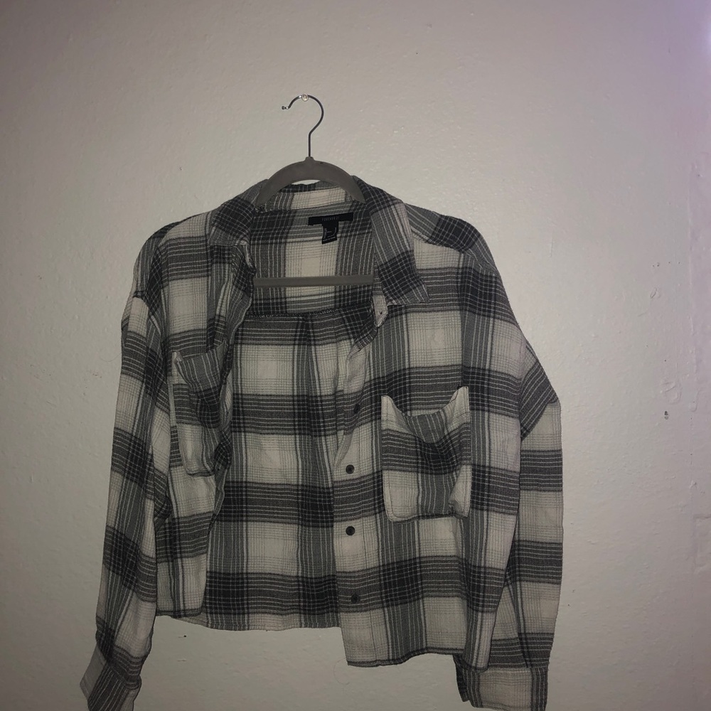 Plaid shirt forever 21 blue grey oversize